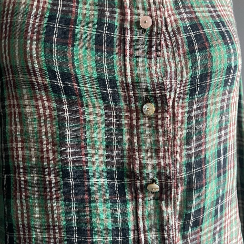 Vintage Green Plaid Peter Pan Collar Blouse Romantic Cottagecore Top Twee Indie - Picture 3 of 12